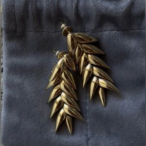 BEVZA SPIKELET 14K YELLOW GOLD PLATED STERLING SILVER SHORT DROP EARRINGS